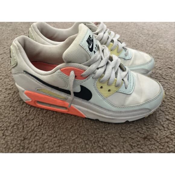 Womens Nike Air Max 90 Summit White Smoke Gray Mango Sneakers CV8819-101 Sz 9 - Picture 10 of 12